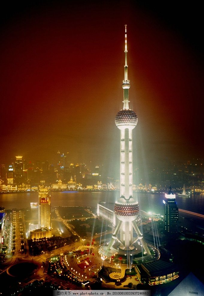 上海的東方明珠塔 浦東新區的地標象征